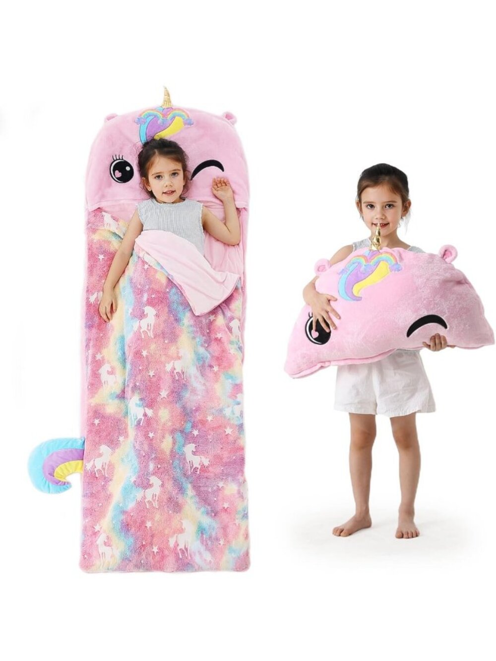 Cozy Kids Sleeping Bag & Pillow 2-in-1 | Soft Toddler Nap Mat for Travel